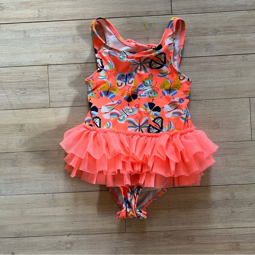 4T Girls Butterfly Bathing Suit with Built-In Tutu